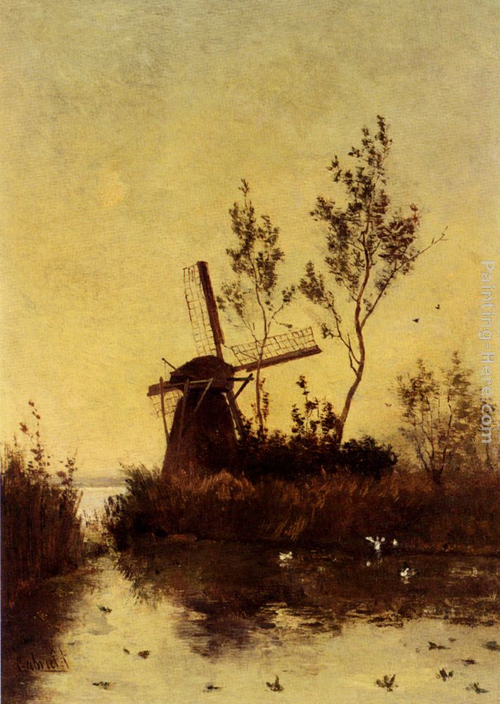 A Windmill At Dusk painting - Paul Joseph Constantine Gabriel A Windmill At Dusk art painting
